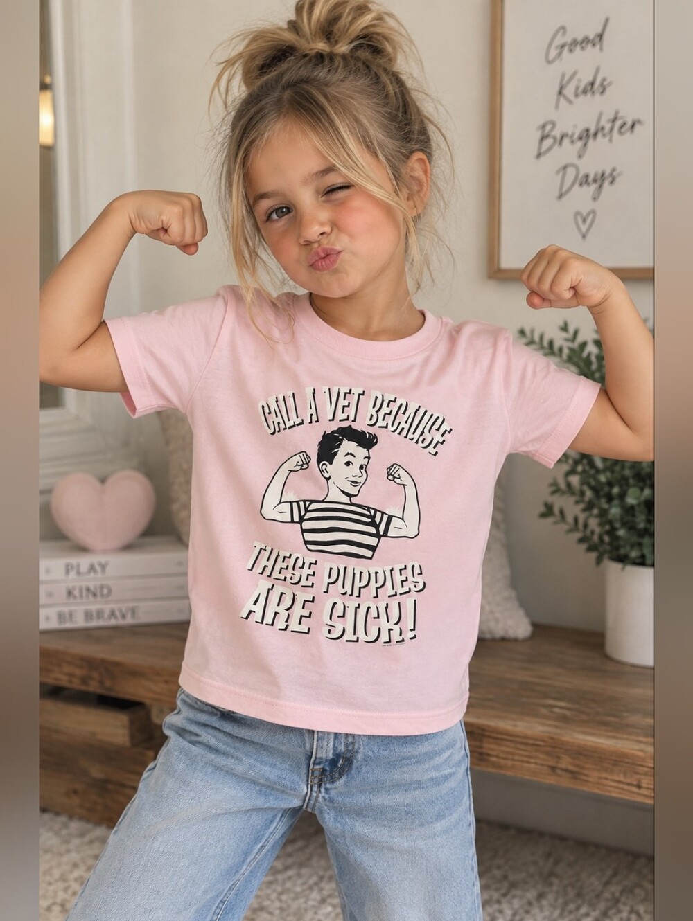 Now and Zen Kids Pink Funny Graphic T-Shirt “Call a Vet” Size M